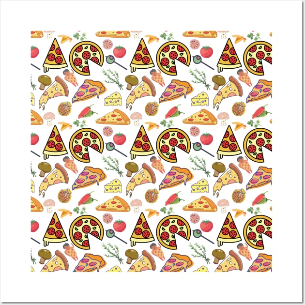 Cute Pizza Pattern Wall Art by SomebodyArts